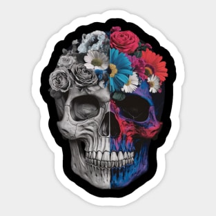 Floral Skull: Beauty and Darkness in Harmony Sticker
